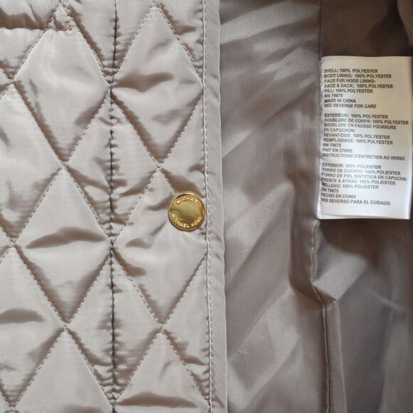 MICHAEL KORS Women's Long Quilted Coat Beige Size S - Picture 7 of 9